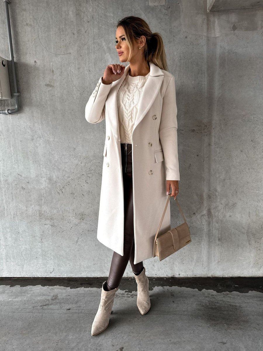 Corentine - Double Breasted Longline Coat Autumn Winter Wear
