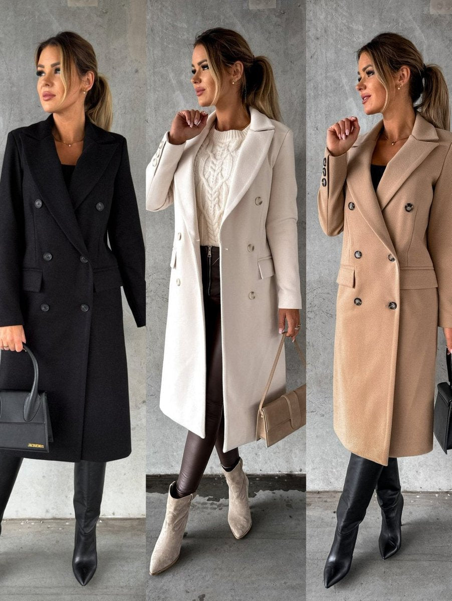 Corentine - Double Breasted Longline Coat Autumn Winter Wear — view 10 of 10