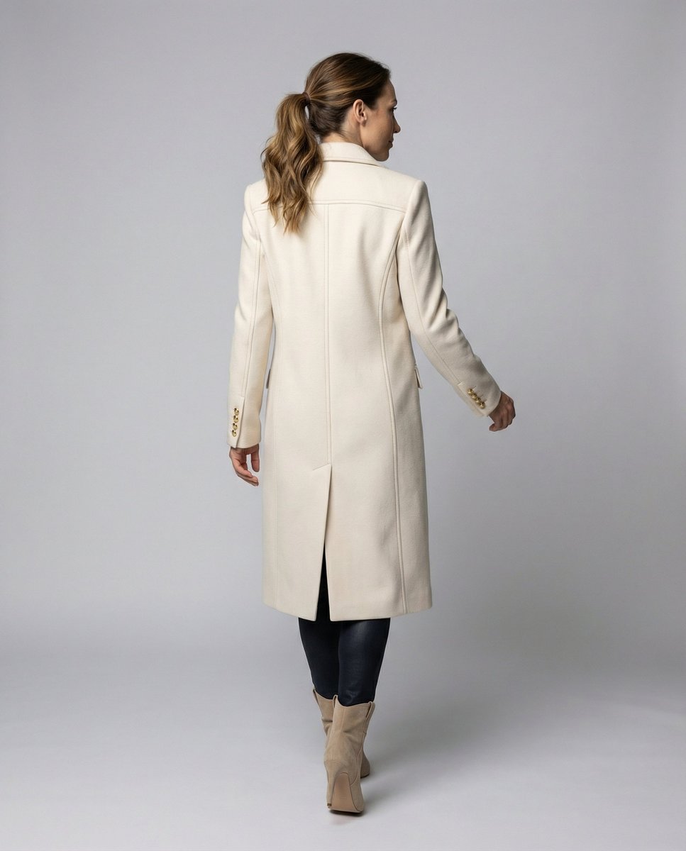 Corentine - Double Breasted Longline Coat Autumn Winter Wear — view 5 of 10