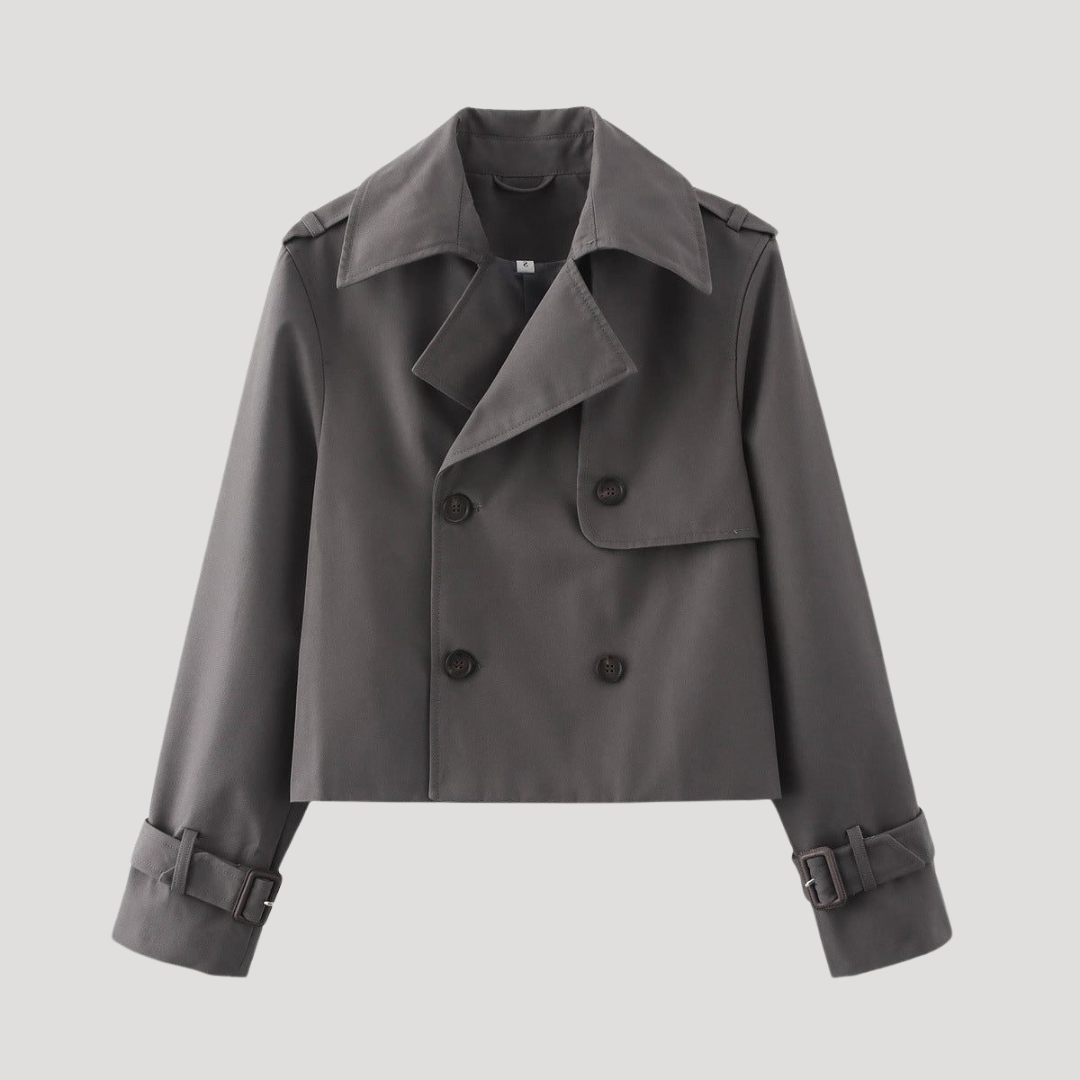Corveline - Cropped Double Breasted Trench Coat Smart Casual Layering