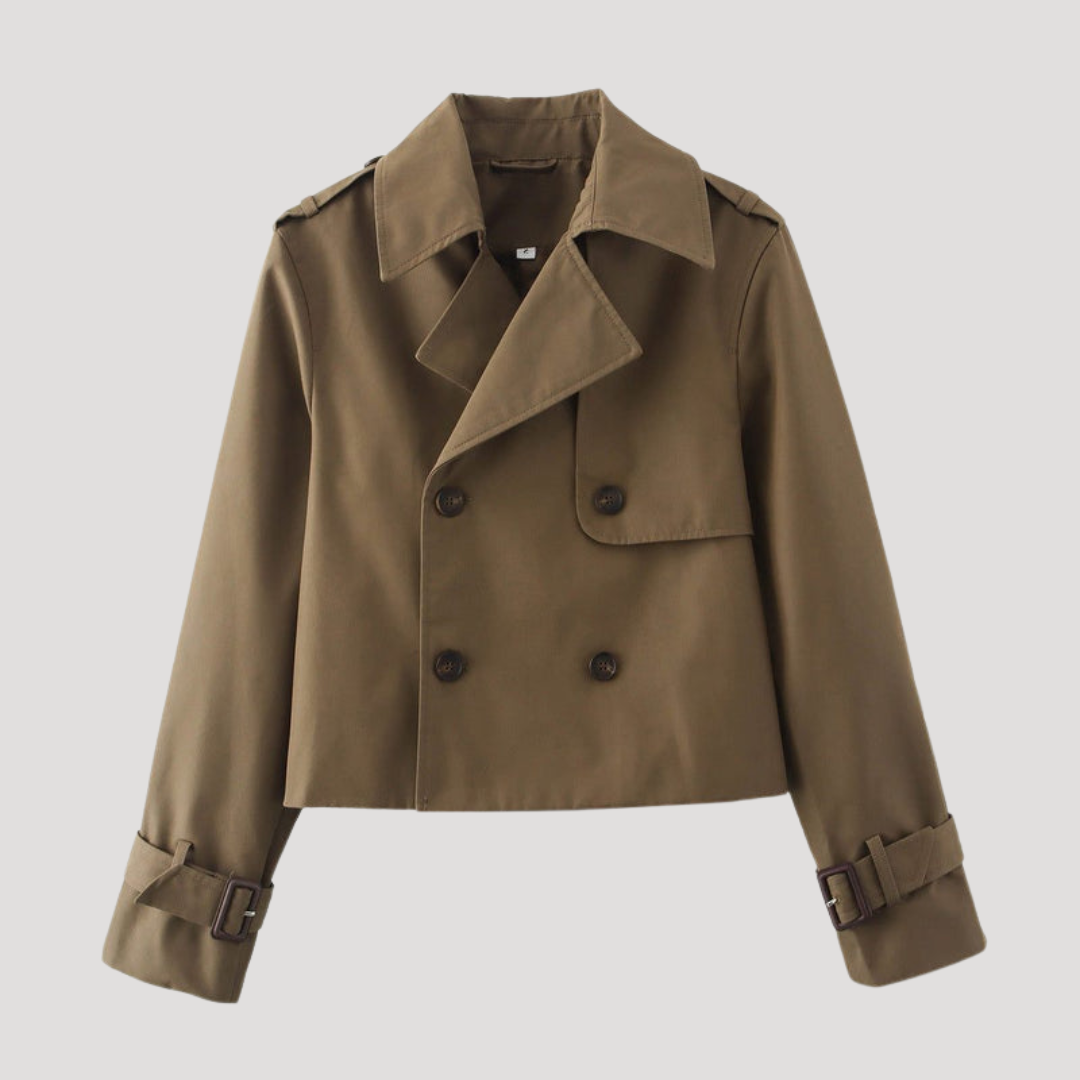 Corveline - Cropped Double Breasted Trench Coat Smart Casual Layering — view 3 of 6