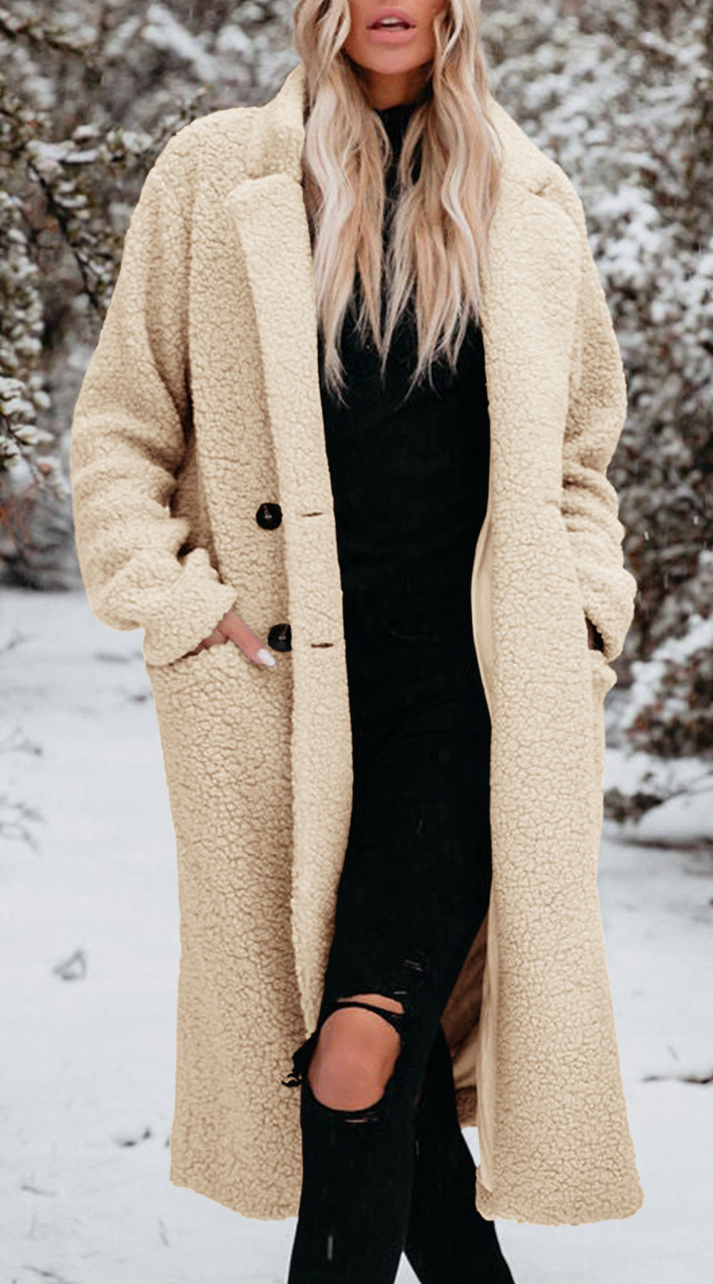 Cozette - Long Teddy Coat Cold Weather Layering
