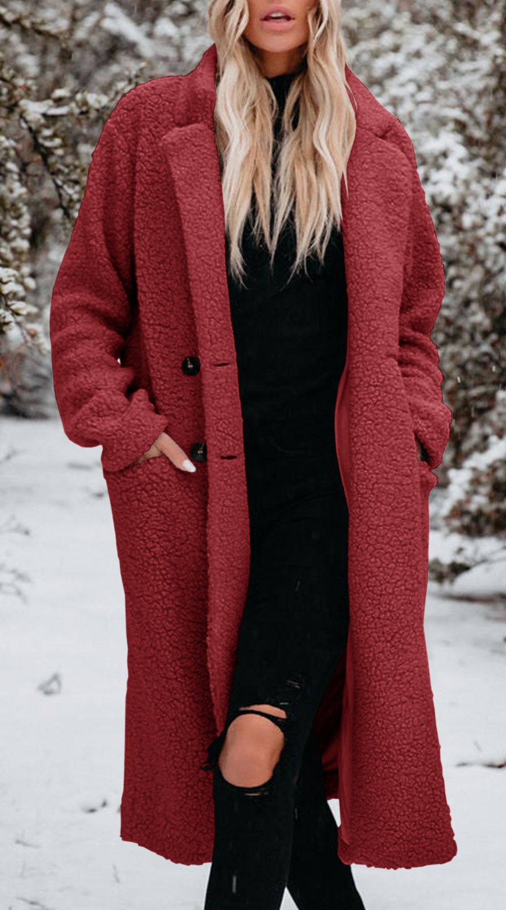 Cozette - Long Teddy Coat Cold Weather Layering — view 3 of 10