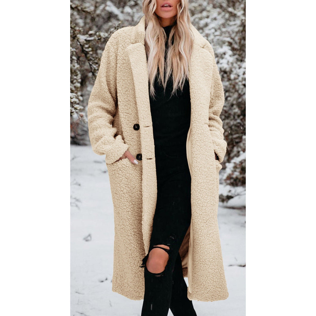 Cozette - Long Teddy Coat Cold Weather Layering — view 6 of 10
