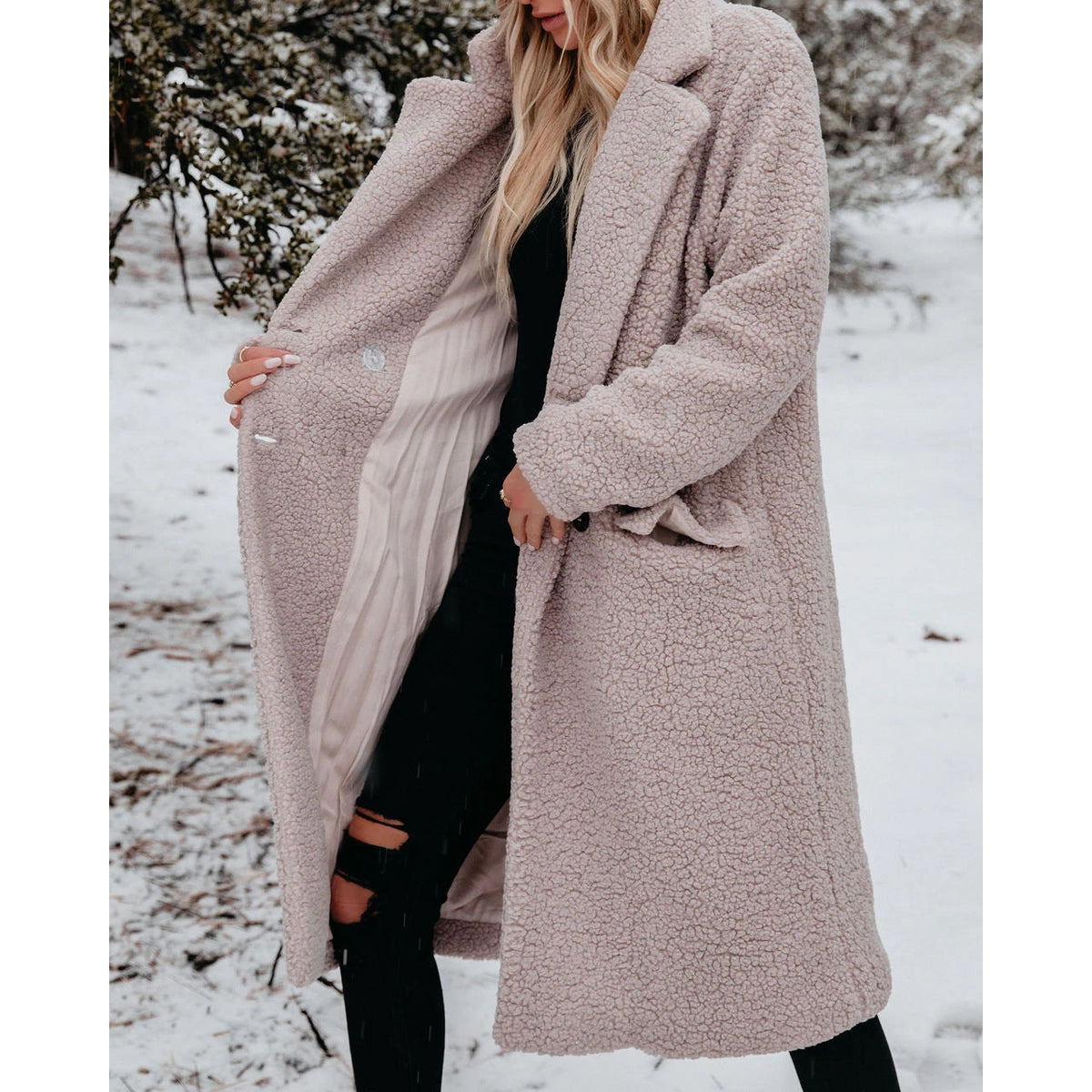 Cozette - Long Teddy Coat Cold Weather Layering — view 7 of 10
