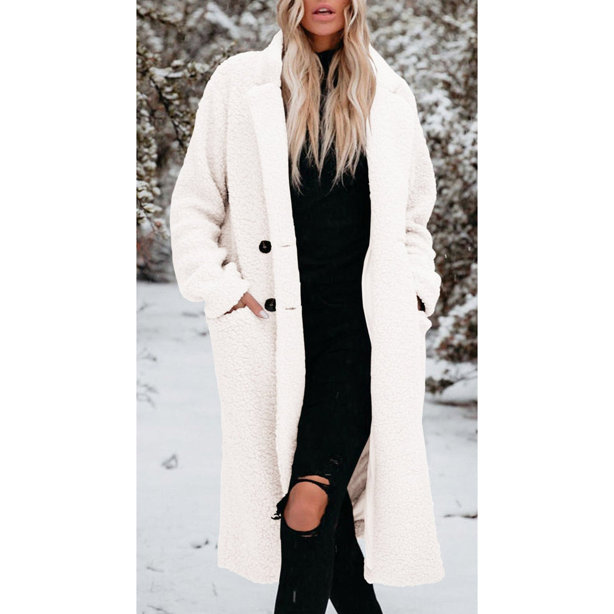 Cozette - Long Teddy Coat Cold Weather Layering — view 8 of 10