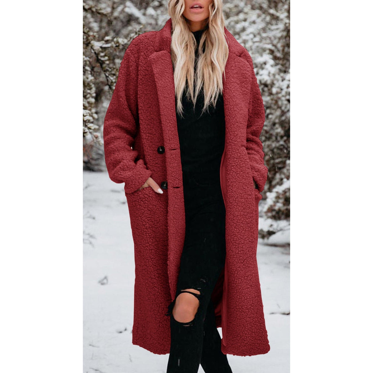Cozette - Long Teddy Coat Cold Weather Layering — view 9 of 10