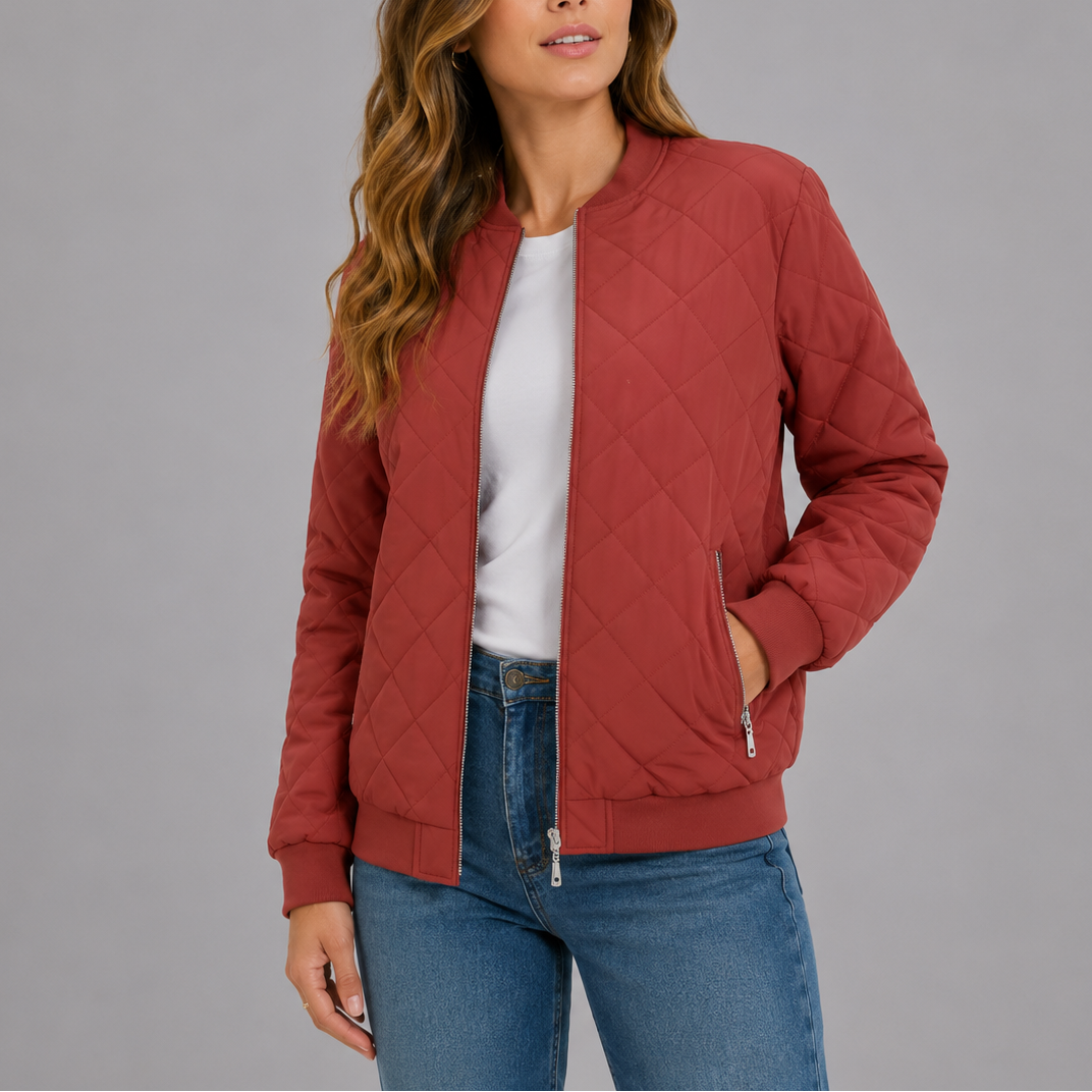 Diamora - Diamond Quilted Bomber Jacket Everyday Wear