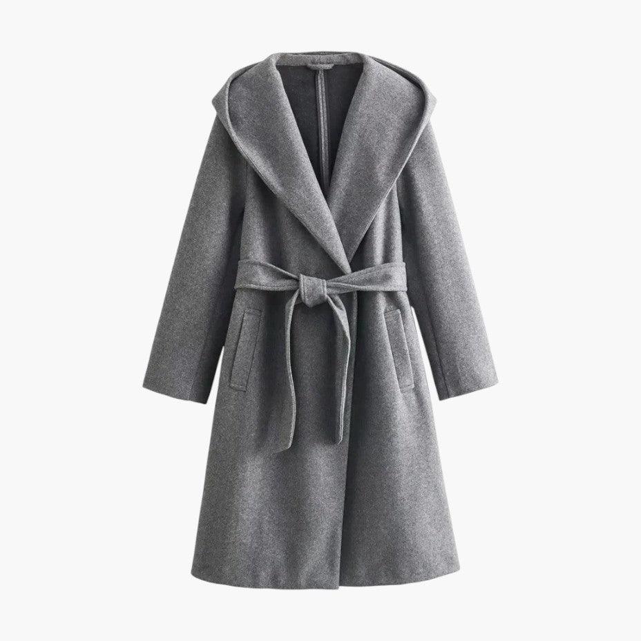 Cassenta - Hooded Belted Trenchcoat Rainy Day Commuting