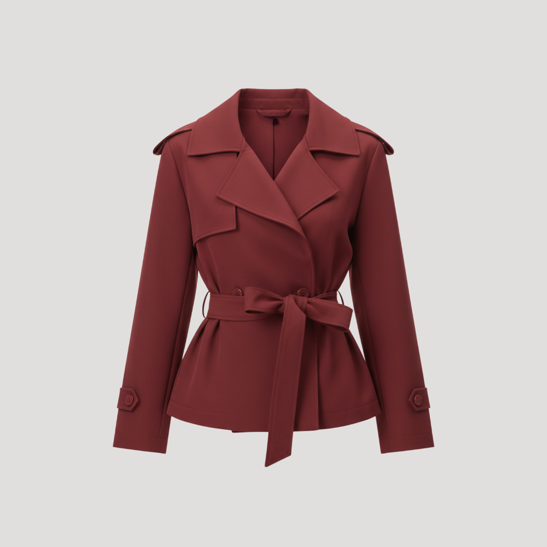 Fenwira - Fitted Short Trench Coat Transitional Layering