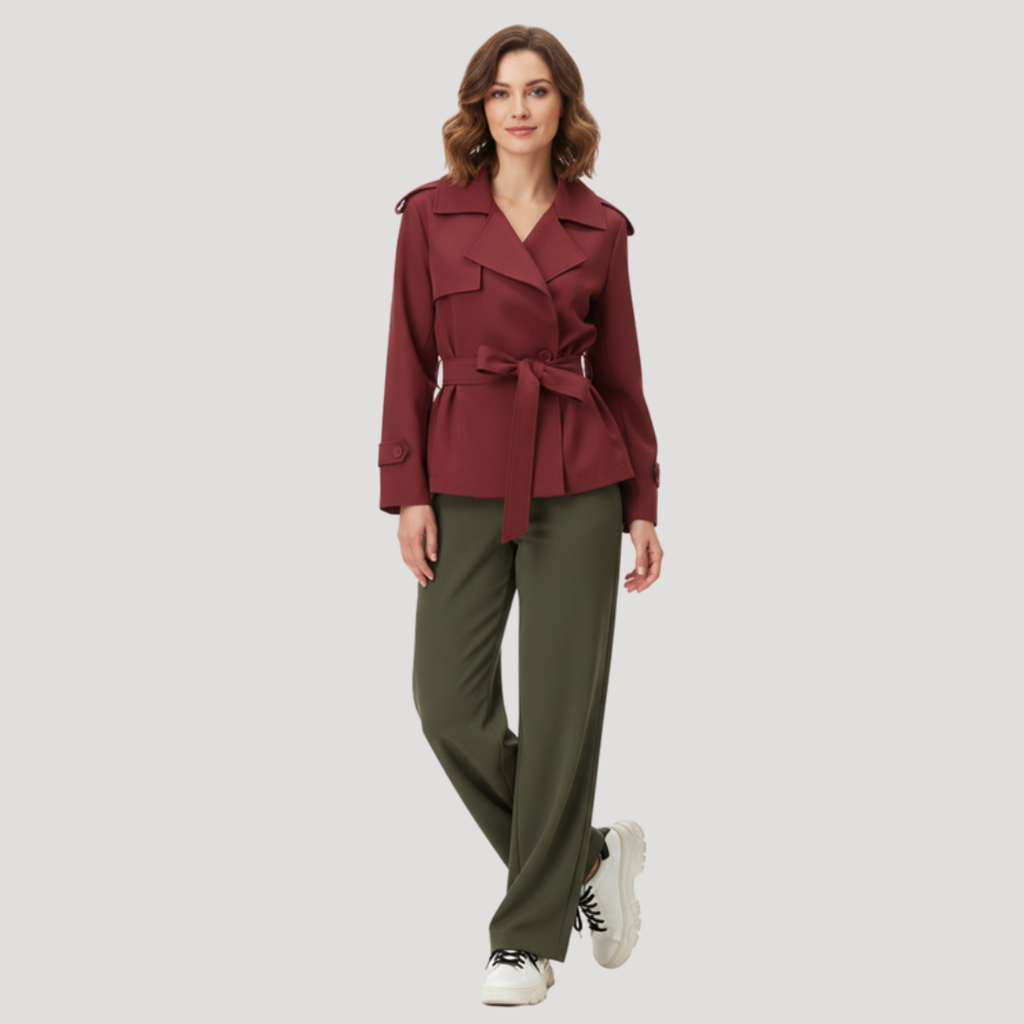 Fenwira - Fitted Short Trench Coat Transitional Layering — view 4 of 5