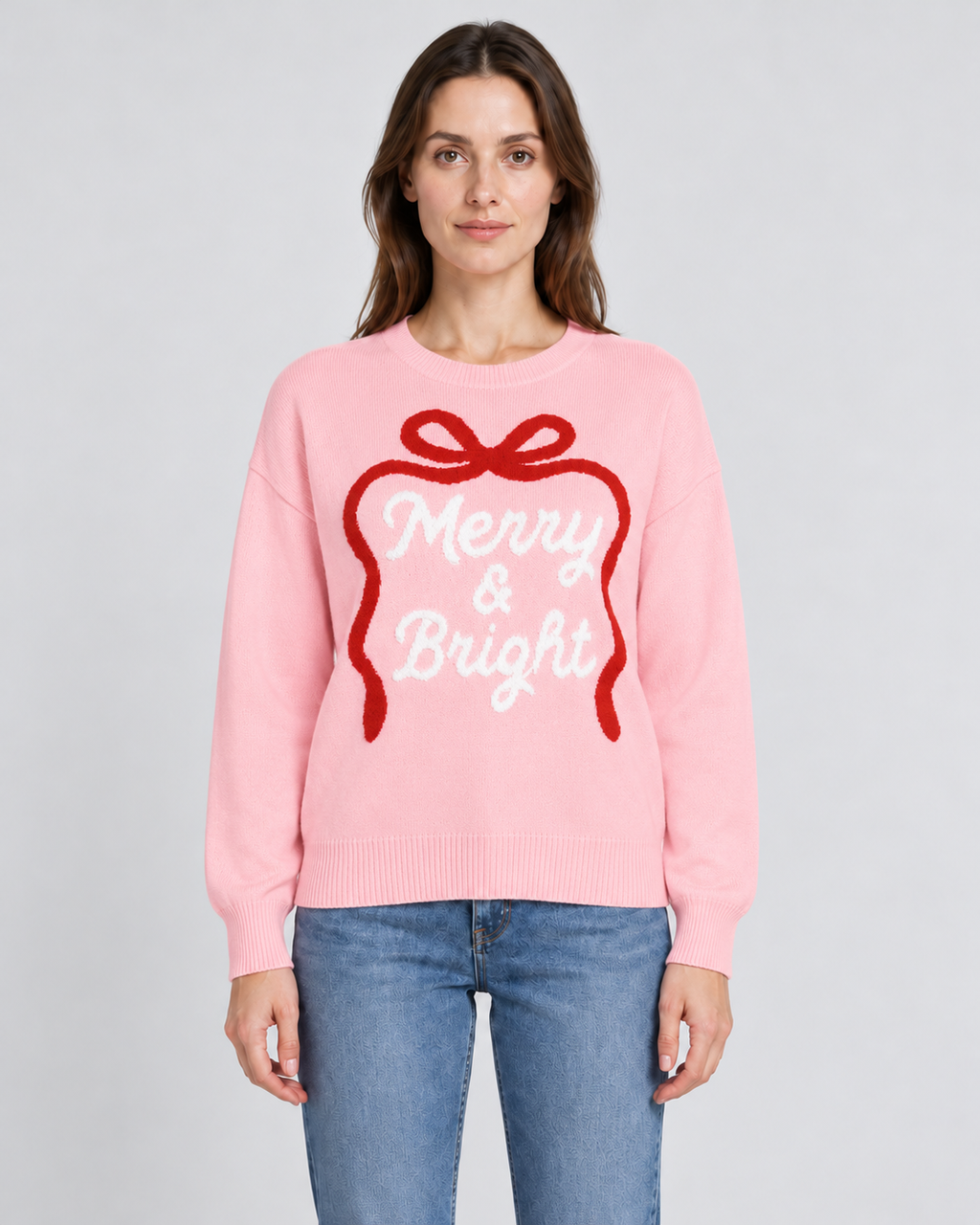 Funny Christmas Jumpers Women's Pink Slogan Print Long Sleeve