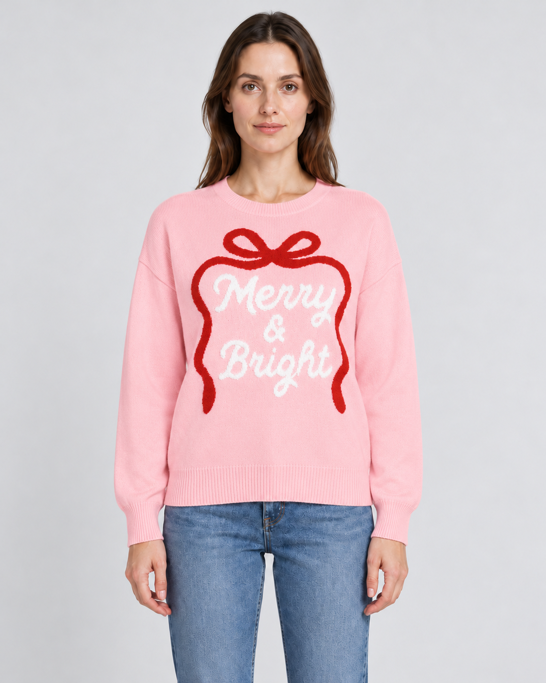 Funny Christmas Jumpers Women's Pink Slogan Print Long Sleeve