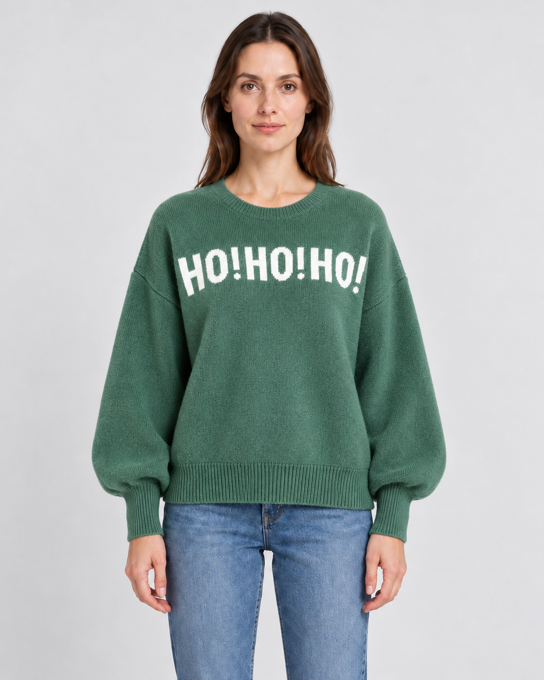 Funny Christmas Jumpers Women's Slogan Print Oversized Crew Neck