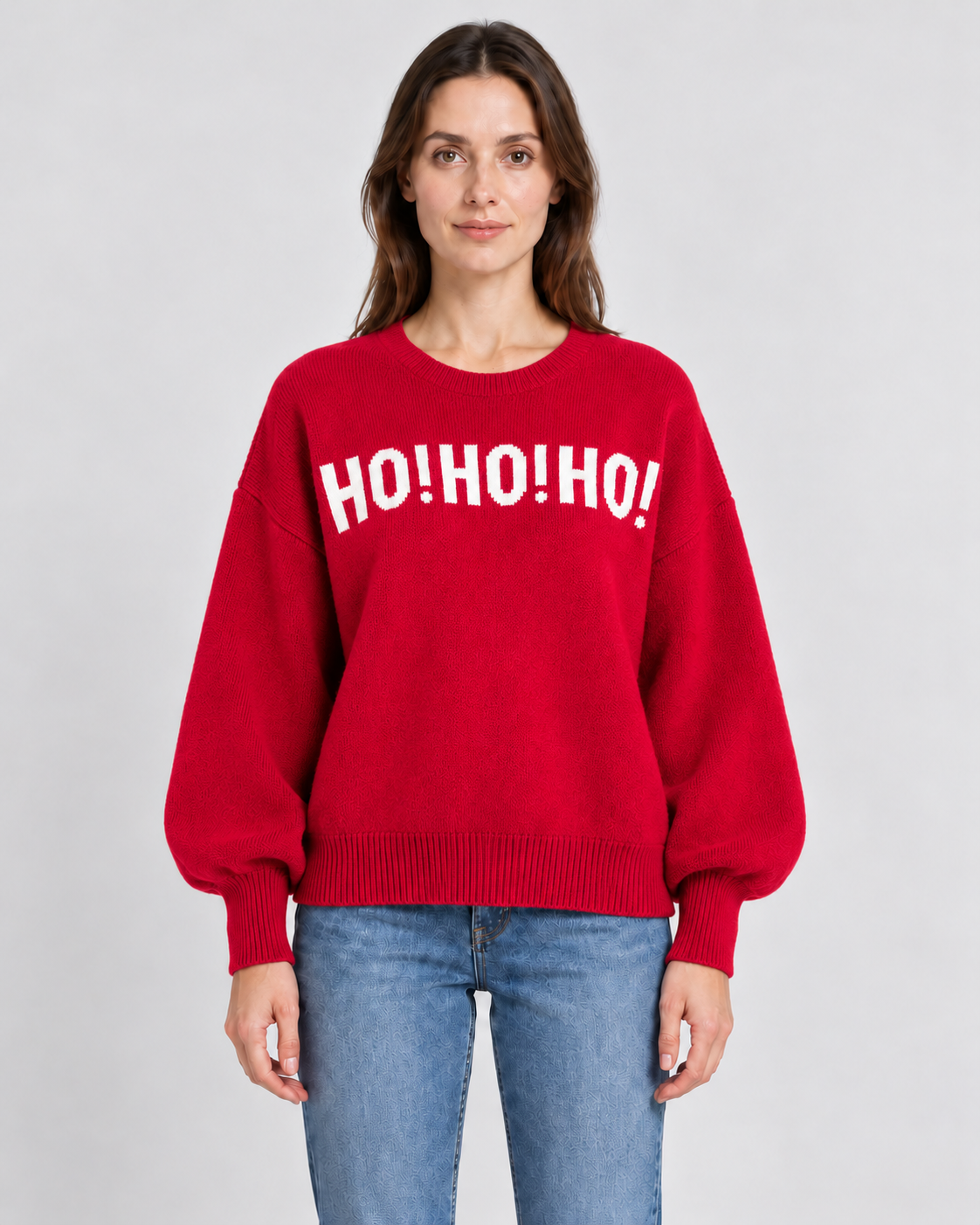 Funny Christmas Jumpers Women's Slogan Print Oversized Crew Neck — view 2 of 4