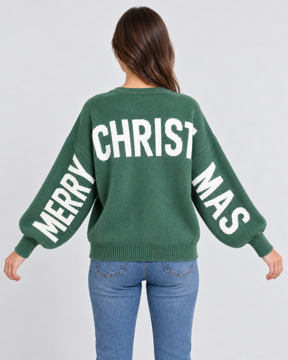 Funny Christmas Jumpers Women's Slogan Print Oversized Crew Neck — view 3 of 4