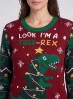 Funny Christmas Jumpers Women's T-Rex Dinosaur Print Knit Crew Neck — view 2 of 3