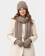 Hat And Scarf Set With Gloves Knitted Three Piece Geometric Pattern — view 2 of 4