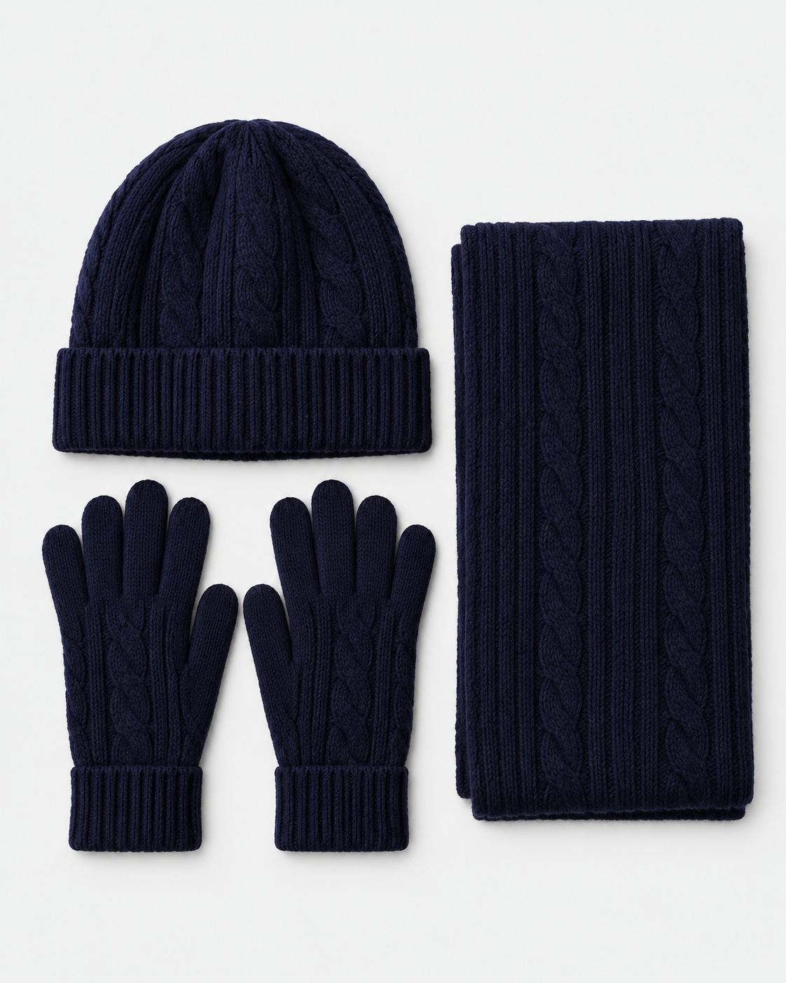 Hat And Scarf Set With Gloves Knitted Three Piece Geometric Pattern — view 4 of 4