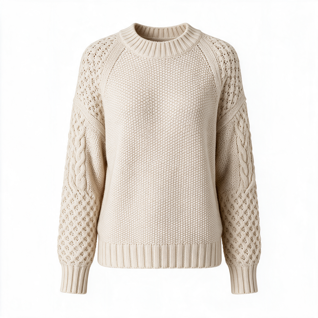 Womens Knitted Jumper - Beige