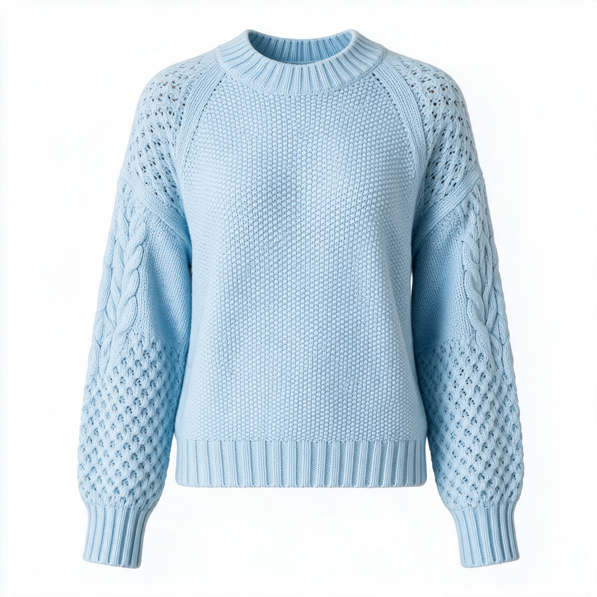 Womens Knitted Jumper - Light Blue