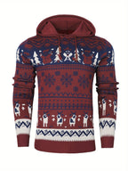Mens Fair Isle Christmas Jumper Hooded Knitted Reindeer Snowflake — view 10 of 10