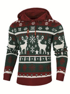 Mens Fair Isle Christmas Jumper Hooded Knitted Reindeer Snowflake — view 2 of 10