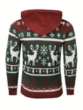 Mens Fair Isle Christmas Jumper Hooded Knitted Reindeer Snowflake — view 4 of 10