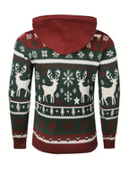 Mens Fair Isle Christmas Jumper Hooded Knitted Reindeer Snowflake — view 4 of 10