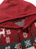 Mens Fair Isle Christmas Jumper Hooded Knitted Reindeer Snowflake — view 5 of 10