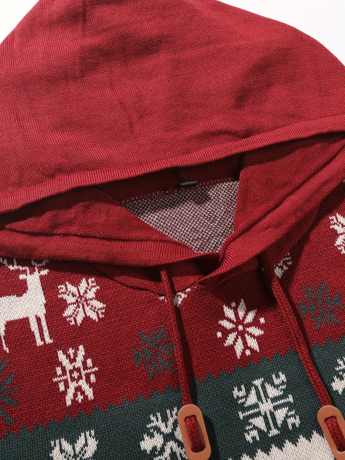 Mens Fair Isle Christmas Jumper Hooded Knitted Reindeer Snowflake — view 5 of 10