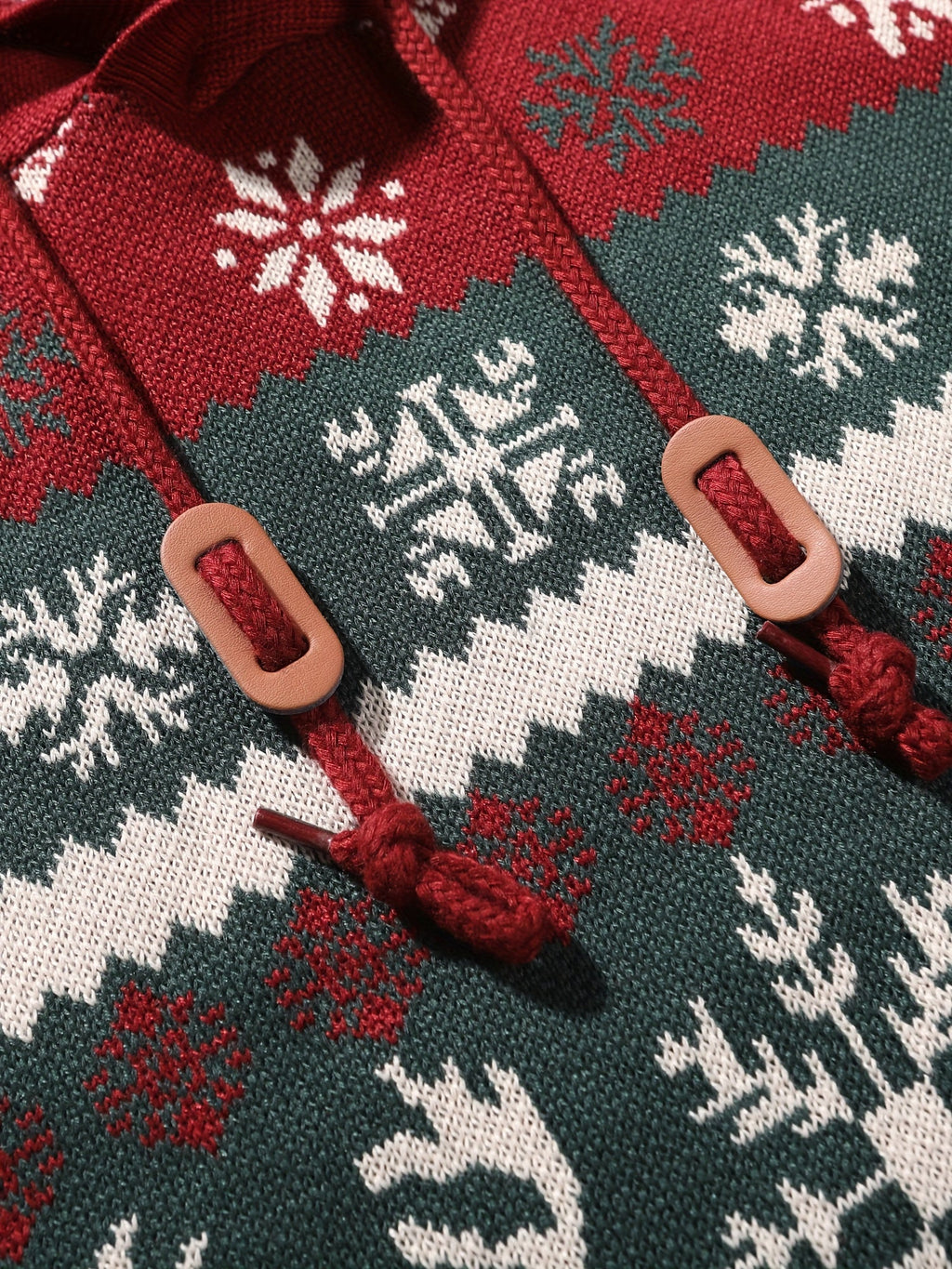 Mens Fair Isle Christmas Jumper Hooded Knitted Reindeer Snowflake — view 6 of 10