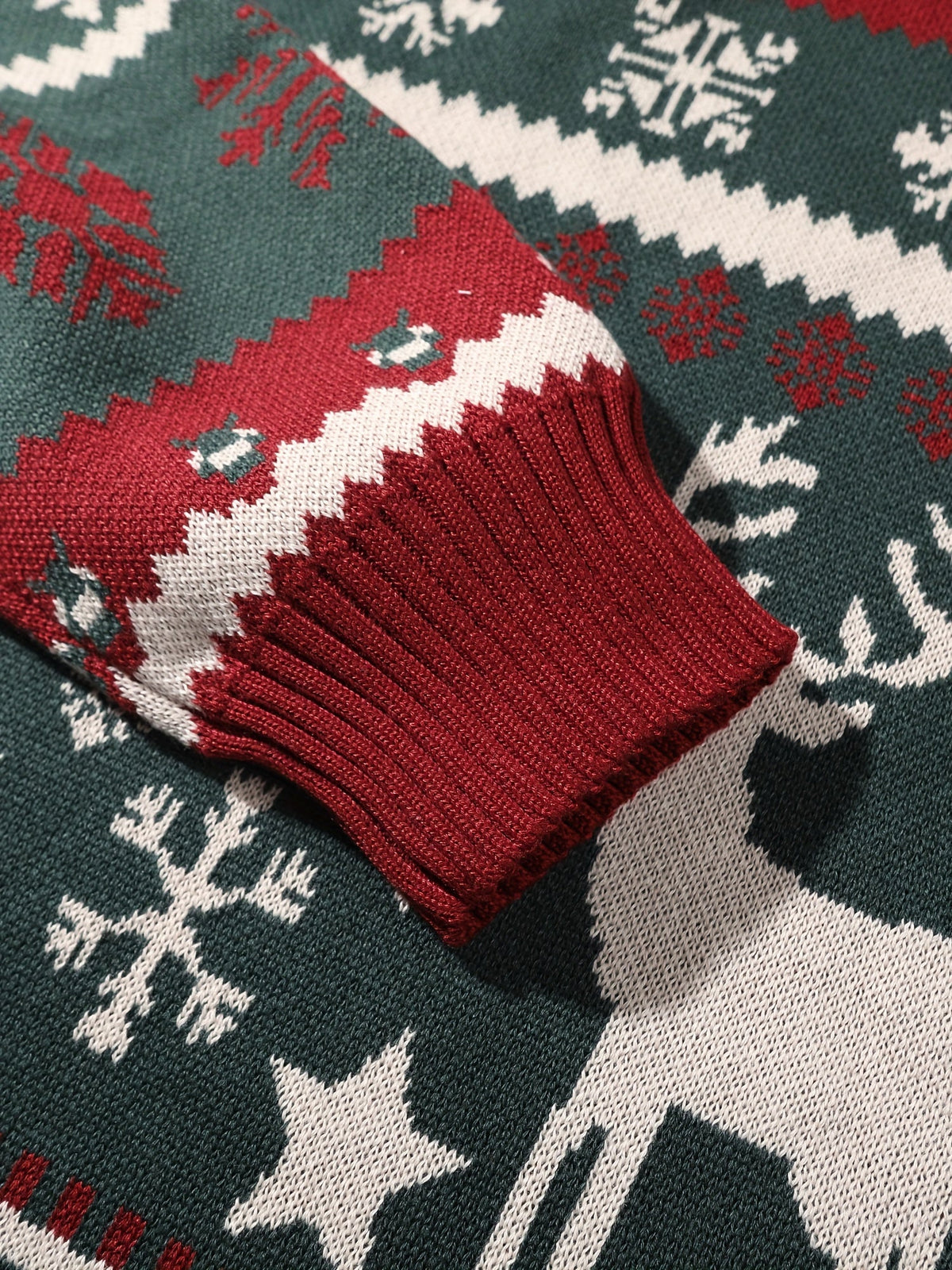 Mens Fair Isle Christmas Jumper Hooded Knitted Reindeer Snowflake — view 7 of 10