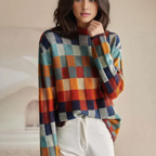 Cashmira - Knit Patchwork Turtleneck Jumper Cold Weather — view 2 of 7