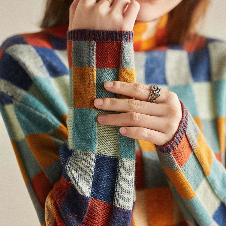 Cashmira - Cashmere Patchwork Turtleneck Jumper Cold Weather — view 7 of 7