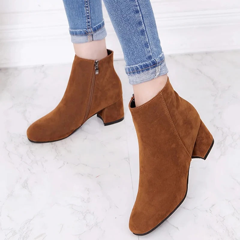 Cassenova - Suede Ankle Boots Block Heel Everyday Wear — view 2 of 5