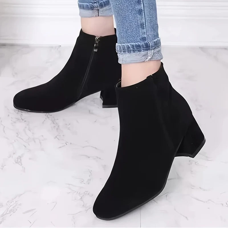 Cassenova - Suede Ankle Boots Block Heel Everyday Wear — view 3 of 5