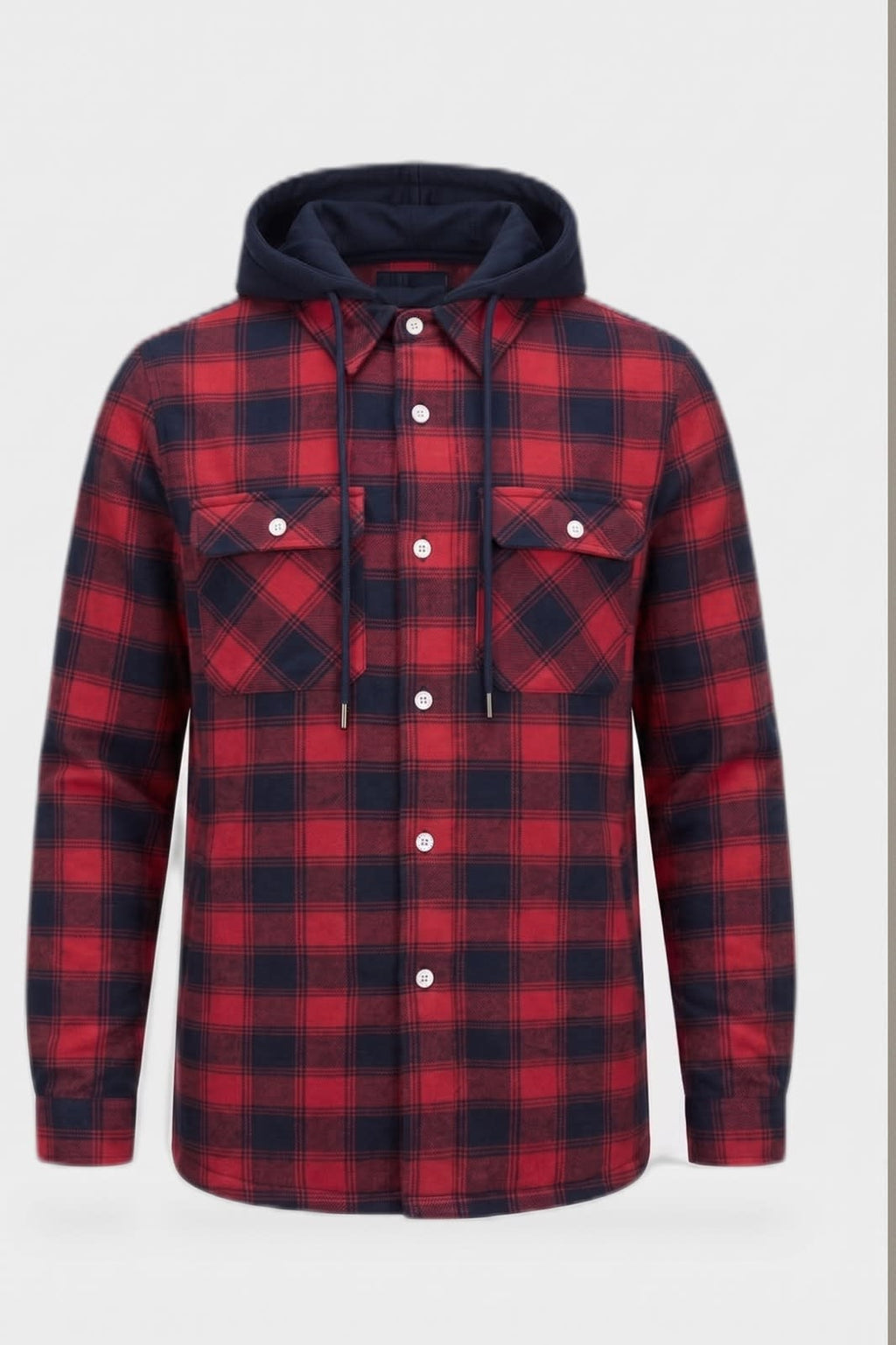Kasden - Checked Hooded Shirt Jacket Casual Layering — view 2 of 10