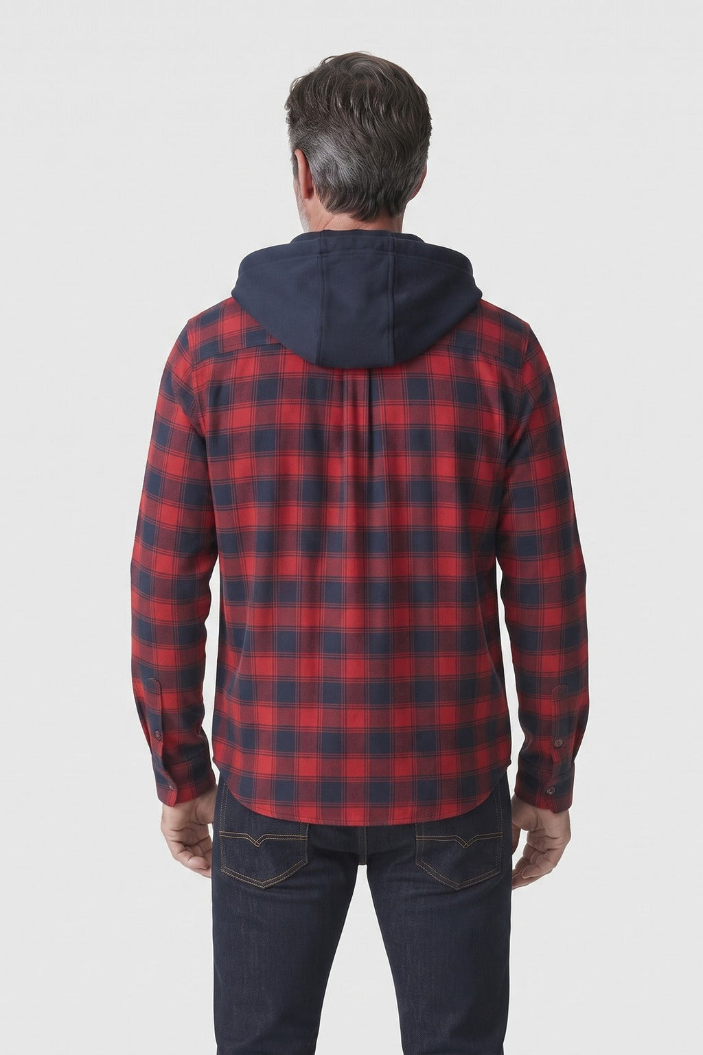 Kasden - Checked Hooded Shirt Jacket Casual Layering — view 4 of 10