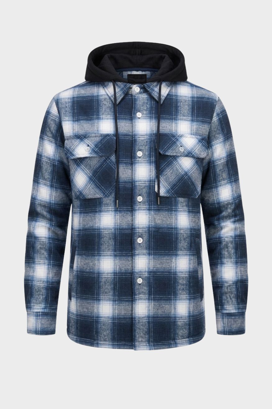 Kasden - Checked Hooded Shirt Jacket Casual Layering — view 5 of 10