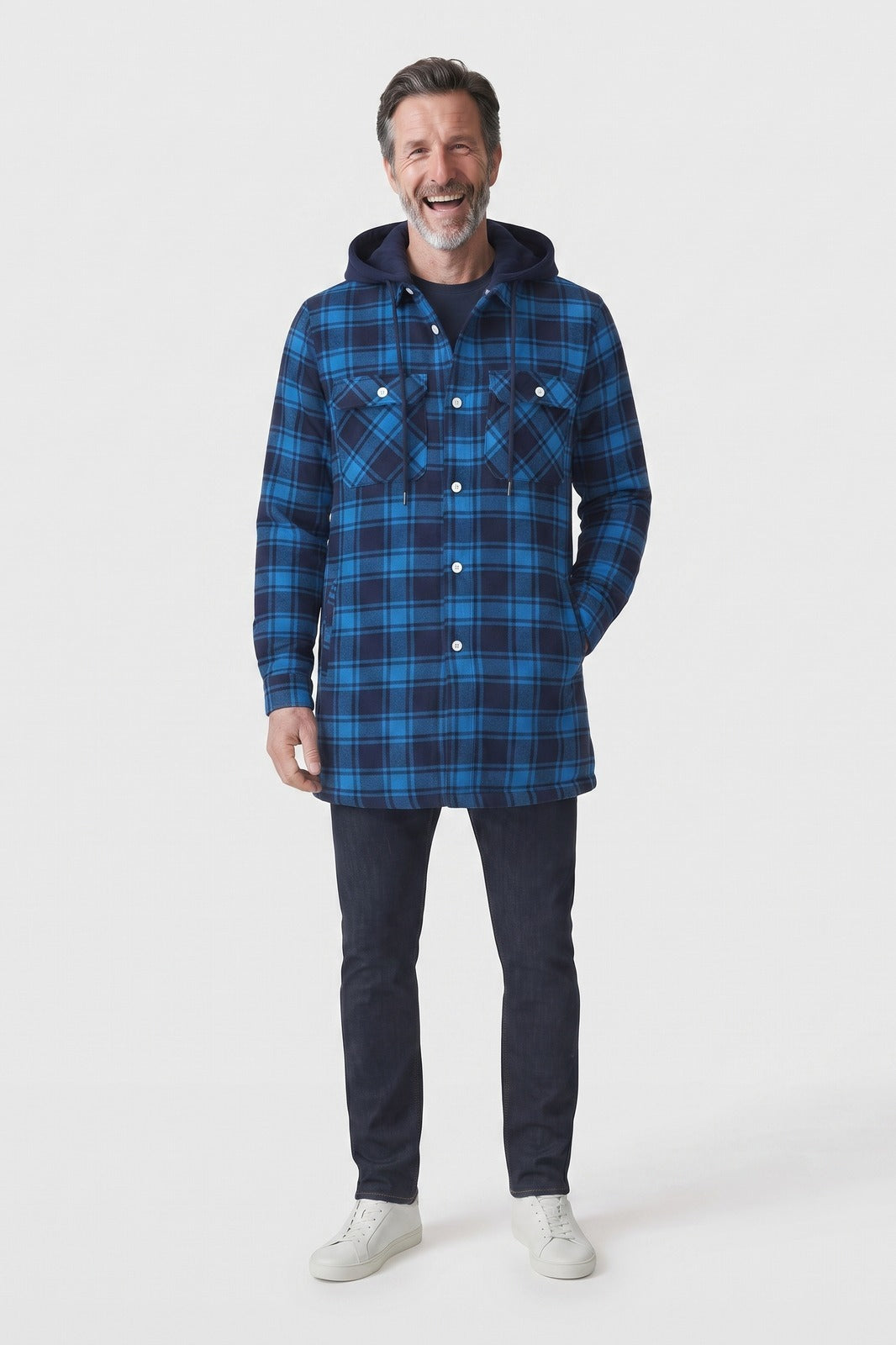 Kasden - Checked Hooded Shirt Jacket Casual Layering — view 8 of 10
