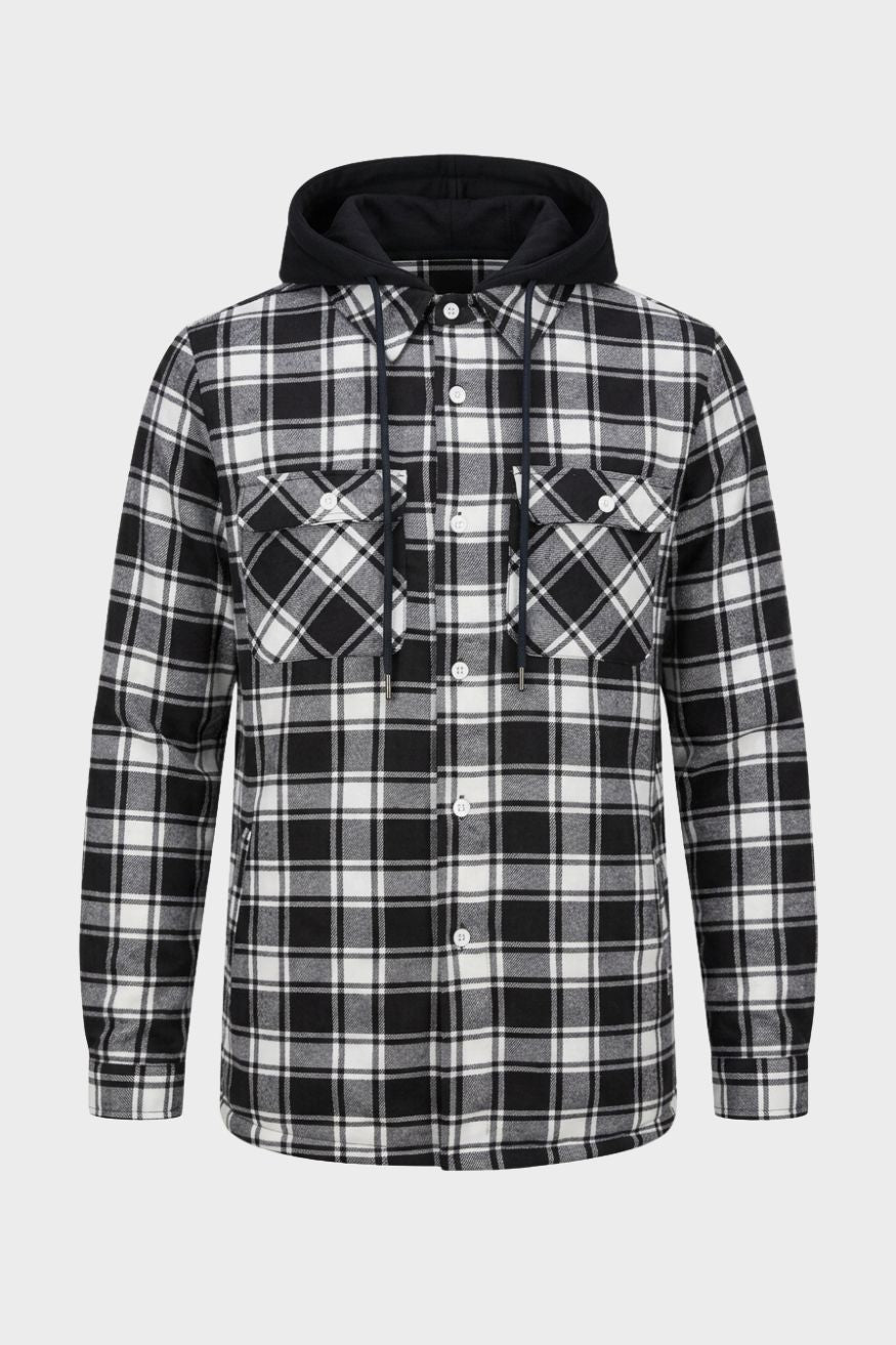 Kasden - Checked Hooded Shirt Jacket Casual Layering — view 9 of 10