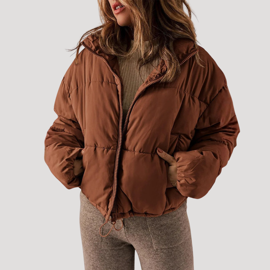 Loftana - Quilted Zip Front Puffer Jacket Cold Weather Layering