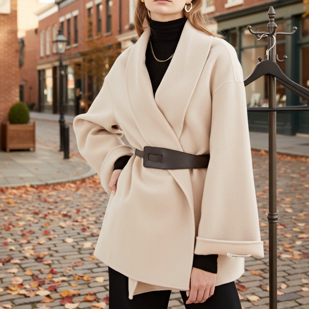 Loravelle - Wide Lapel Wrap Coat Autumn Winter Layering — view 4 of 6