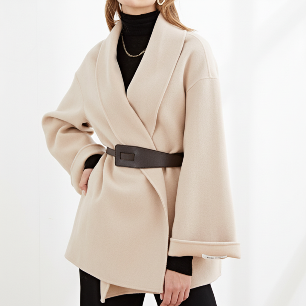 Loravelle - Wide Lapel Wrap Coat Autumn Winter Layering — view 5 of 6