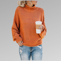 Wolvara - Chunky Knit Turtleneck Sweater Everyday Wear