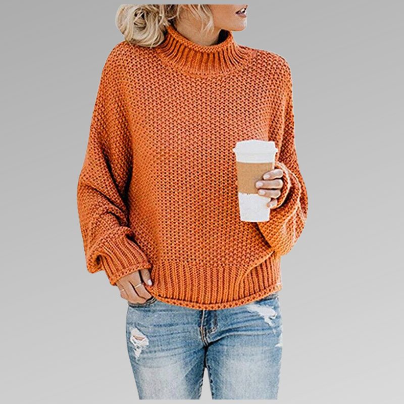 Wolvara - Chunky Knit Turtleneck Sweater Everyday Wear
