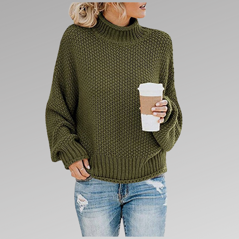 Wolvara - Chunky Knit Turtleneck Sweater Everyday Wear — view 2 of 9