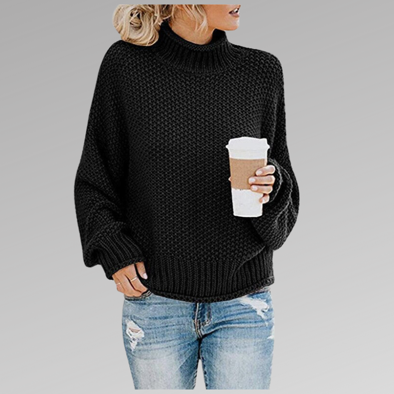 Wolvara - Chunky Knit Turtleneck Sweater Everyday Wear — view 3 of 9