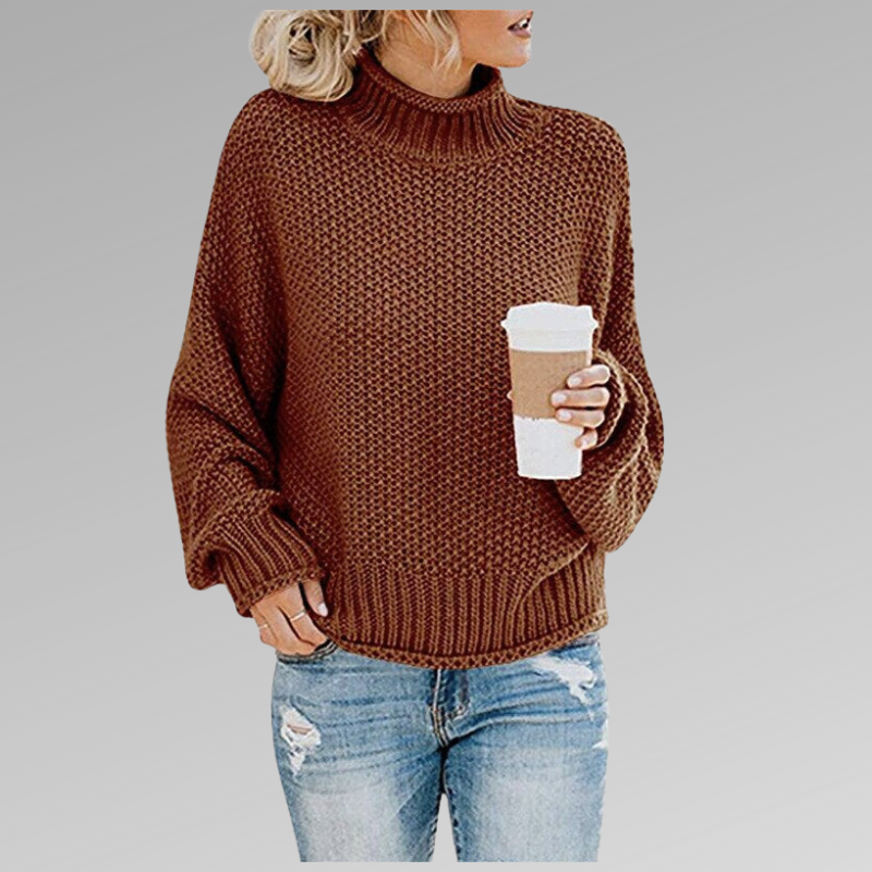 Wolvara - Chunky Knit Turtleneck Sweater Everyday Wear — view 4 of 9